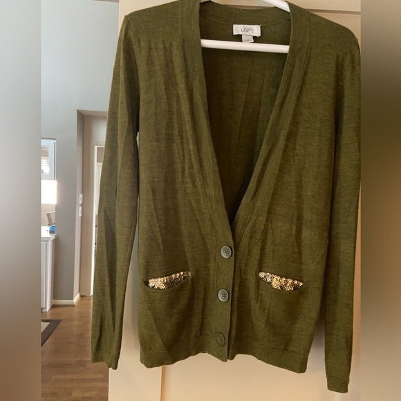 Loft size small cardigan sweater in olive green gray color. - Picture 1 of 7